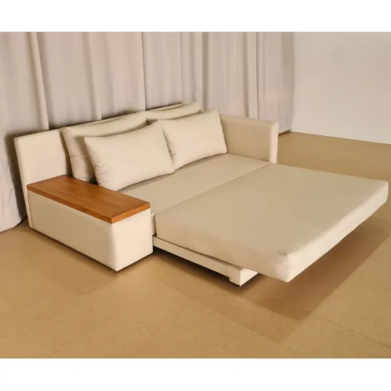 Sofá Cama Casal C/ Mesa Lateral Tc Impermeável Acquablock