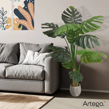 Planta Artificial Artego Moderna Con Maceta Decorativa Real Style Monstera Tortuga 140cm De Alto Para Hogar Sala Comercio Oficina
