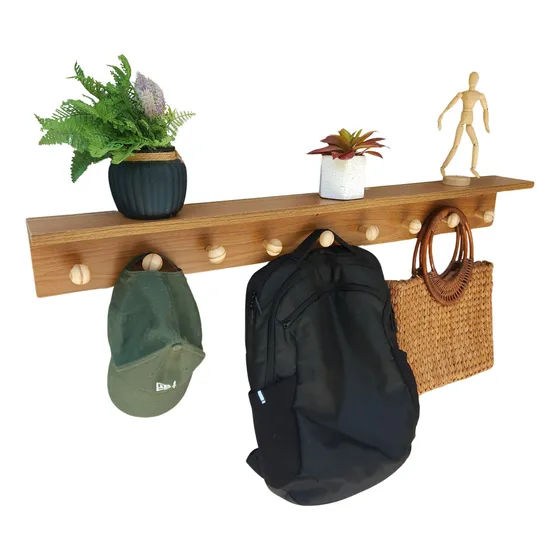 Prateleira Cabideiro Mdf  Pendurador Cabide Pinus 100 Cm