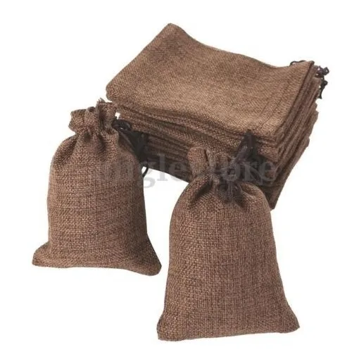 20x Bolsas De Arpillera De Arpillera De Yute Con Cordón Saco