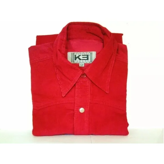 Oferta Camisa Ke, Tela De Pana, Rojo, Manga Corta, Talla S