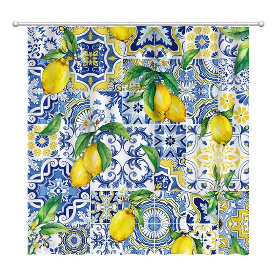 Allenjoy Cortina Ducha Limon Azulejo 72 X 72  Juego 12 Suave