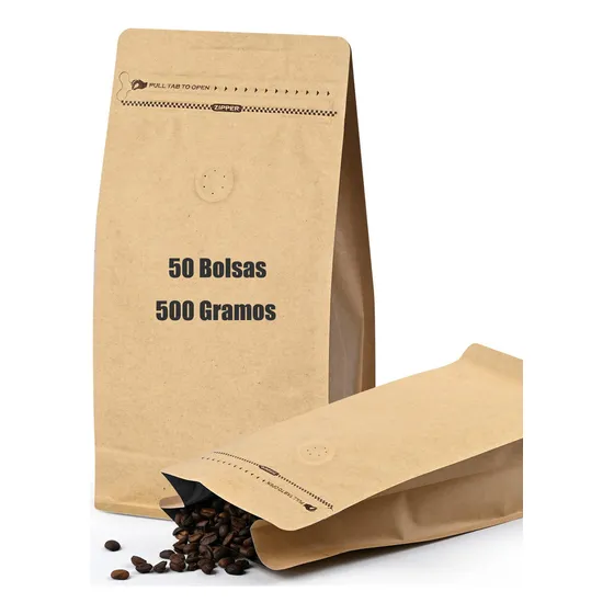 50 Bolsas Para Café Con Valvula Bolsas Stand Up,500g