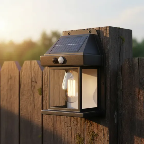 Farol Solar De Pared + Sensor Movimiento Luz Cálida Exterior