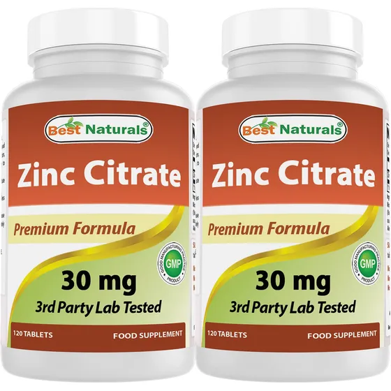 Suplementos Best Naturals Zinc 30 Mg De Citrato De Zinc 120