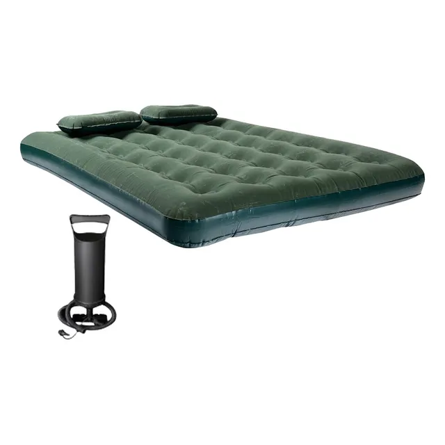 Colchon Inflable 2 Plazas + Inflador + 2 Almohadas Camping