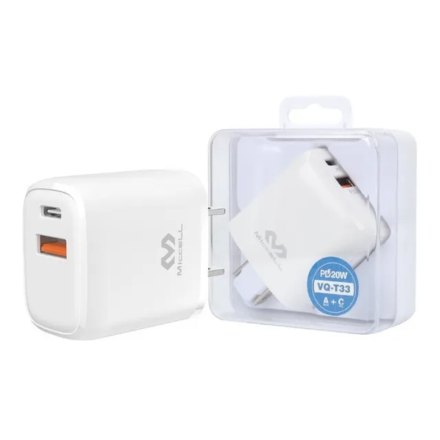 Cargador Dual Usb Tipo C Carga Rápida 3.0 20w Iphone12 Color Blanco