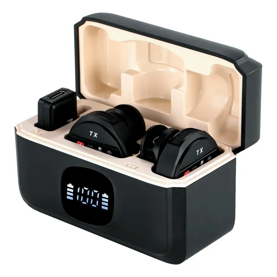 Neewer Micrófono Solapa Inalámbrico Kit P/ 15 16 Pro Max S24 Color Negro KM18