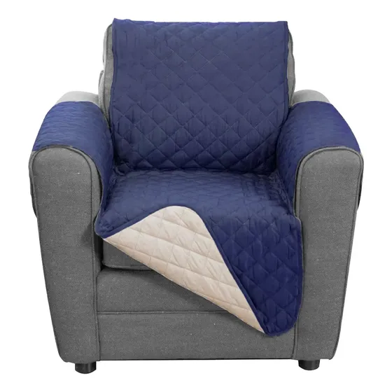 Protector Sofa 1 Puesto Azul Con Beige Semi Impermeable
