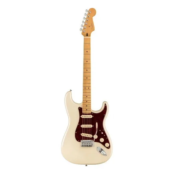 Guitarra eléctrica Fender Player plus Stratocaster de aliso olympic pearl poliéster con diapasón de arce
