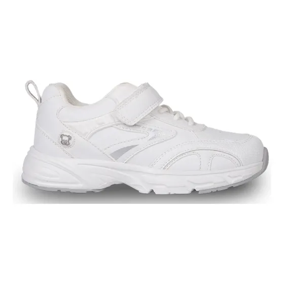 Zapatilla Escolar Unisex Deportiva Velcro Blanco Pillin