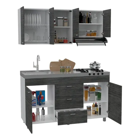 Cocina Lumina 150, Gris Y Blanco Color Gris Oscuro