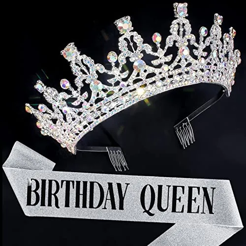 Cocide Cumpleaños Tiara Y Corona Para Mujeres Sash De 1rtsr