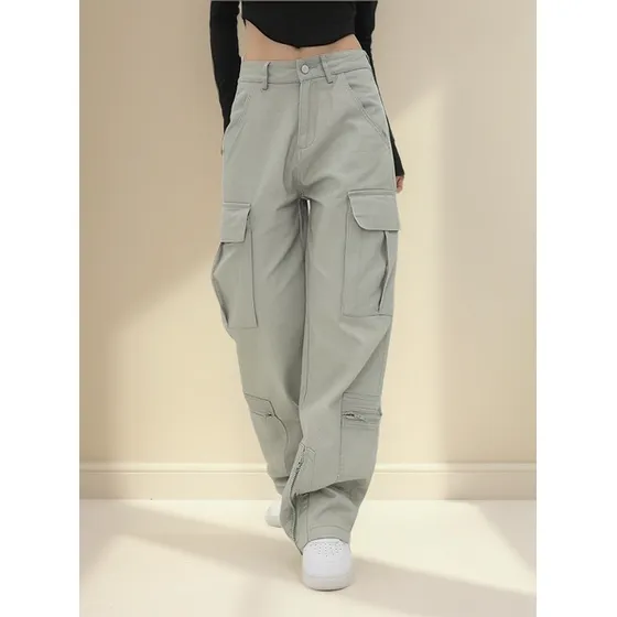Pantalones Cargo Rectos Multibolsillos Tridimensionales