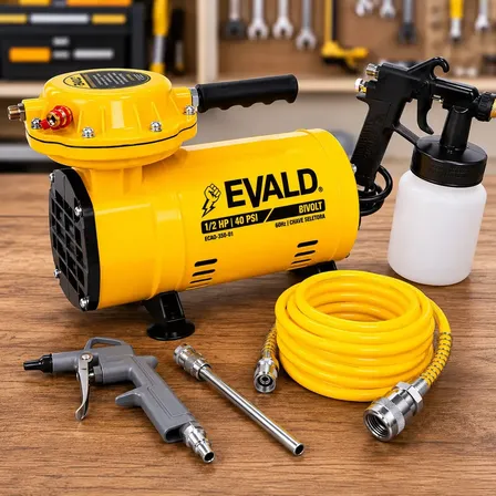 Compressor Ar Direto 1/2hp 350w 40 Psi Com Kit Bivolt Evald Amarelo
