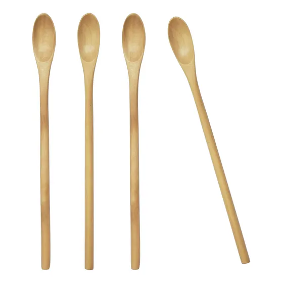 Cuchara Mezcla Hecha Mano Madera Natural Mango Largo 4