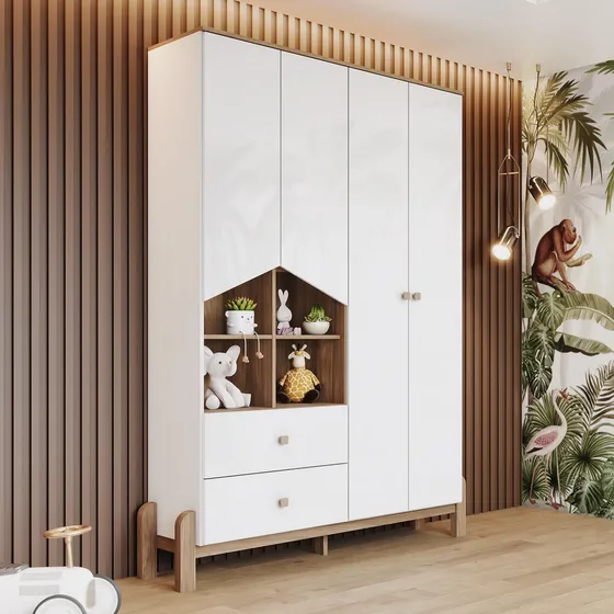 Ropero 4 Puertas 2 Cajones Armario Placard Dormitorio Closet