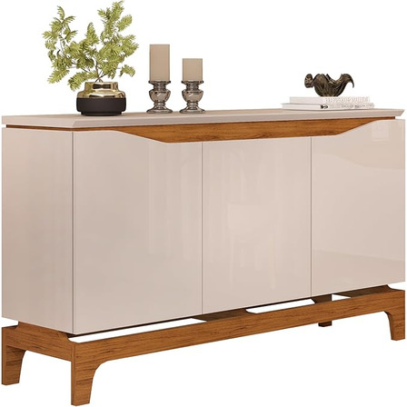 Buffet, 3 Puertas, 2 Estantes, Mdp Y Mdf, Bonitos Muebles De Dj, Color Beanijo/blanquecino Buffet, 3 Puertas, 2 Estantes, Mdp Y Mdf, Bonitos Muebles De Dj, Color Beanijo/blanquecino