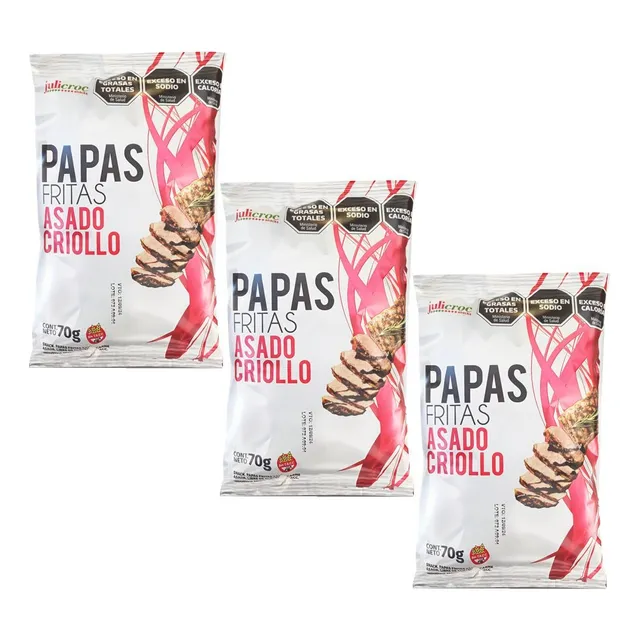 Papas Fritas Asado Criollo Sin Tacc Snack Julicroc 70g X3