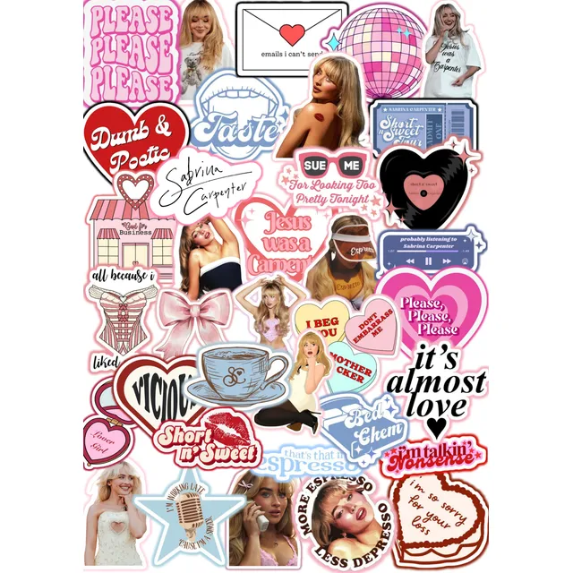 Stickers Calcos Vinilo X20 Sabrina Carpenter Termo Compu