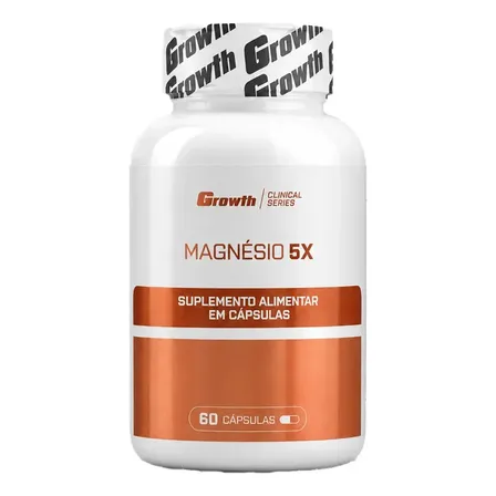 Magnésio 5x 60 Cápsulas Growth Supplements Sem Sabor