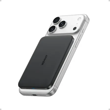 Carregador Portátil Indução 5000mah Power Bank Anker Ultra Fino Magnético Sem Fio Qi2 Carga Rápida 15w Magsafe Para iPhone 17/16/15/14/13/12, Samsung,xiaomi, Usb-c 20w Carga Rápida Compacto Cor Preto