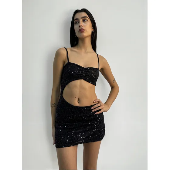 Vestido Mini Lentejuelas Con Bretel Mujer Play
