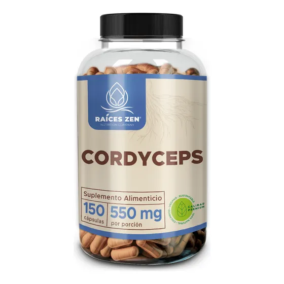 Cordyceps Raíces Zen 150 Cápsulas Calidad Premium Adaptógeno Sin Sabor