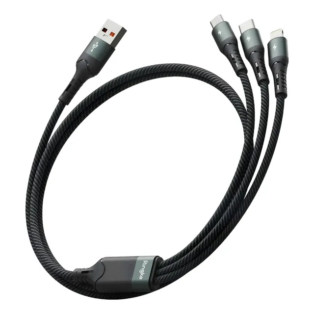 Cable De Datos Multifuncional Usb Carga Rápida Ringke 3en1 Color Negro