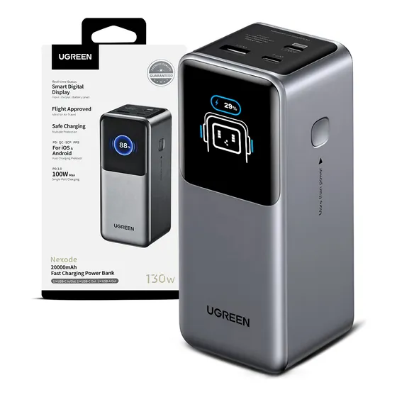 Power Bank Ugreen 130w 20000 Mah Premium Para Macbook Laptop Plateado