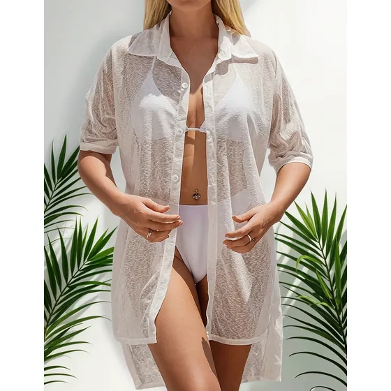 Blusa Salida De Playa Moonrise Blanco Talla Xl