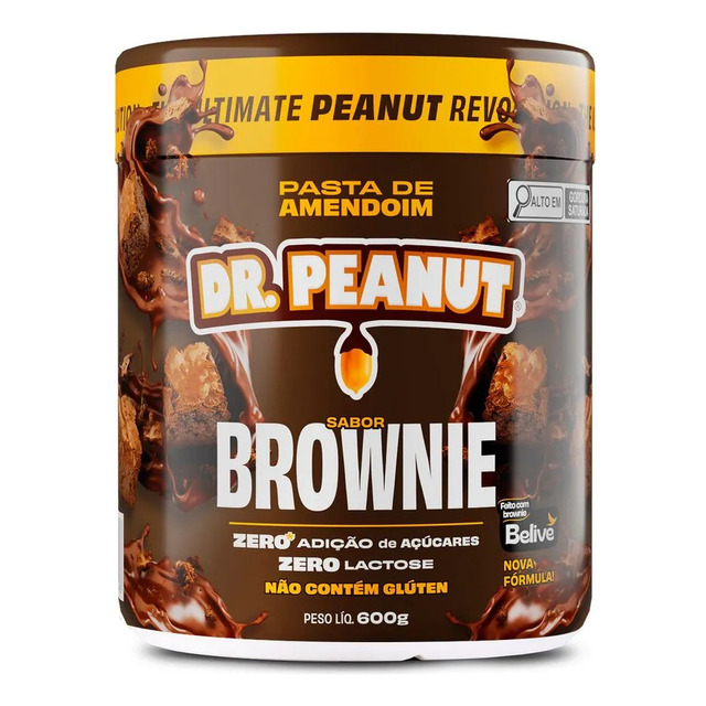 Pasta De Amendoim Com Whey Protein - 600g - Dr. Peanut Sabor Brownie Pasta De Amendoim Com Whey Protein - 600g - Dr. Peanut Sabor Brownie