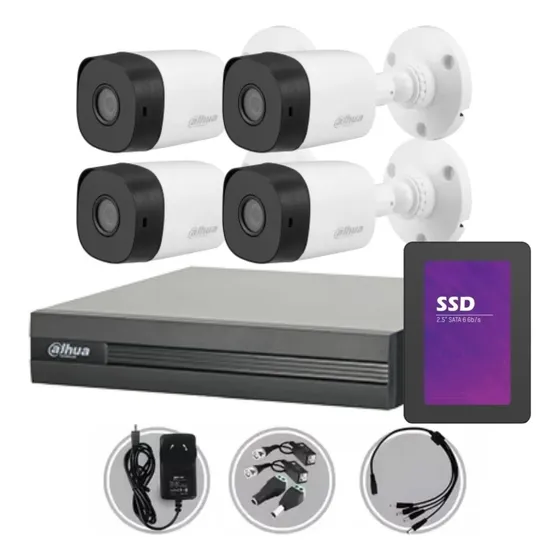 Kit Seguridad Dahua Cctv Dvr 8ch + 4 Camara 2mp 1080p Disco