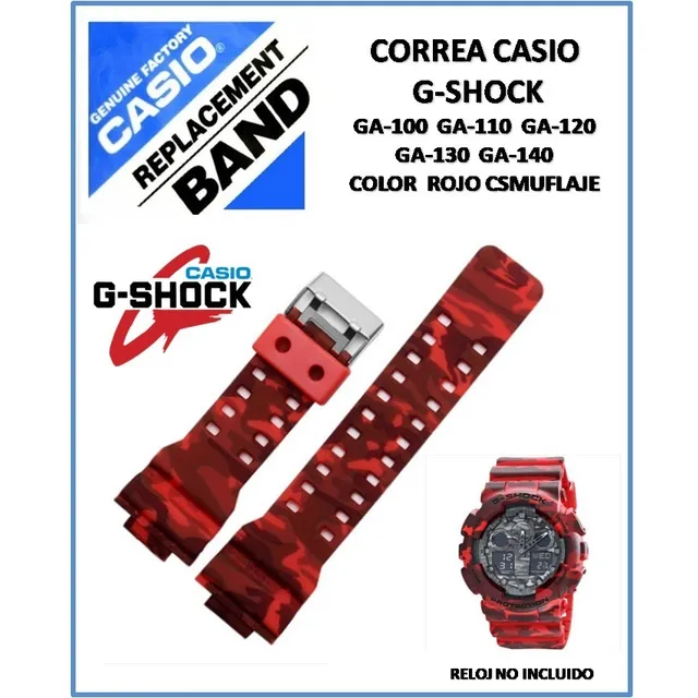 Correa Casio G-shock Ga-100cm Rojo Camuflaje
