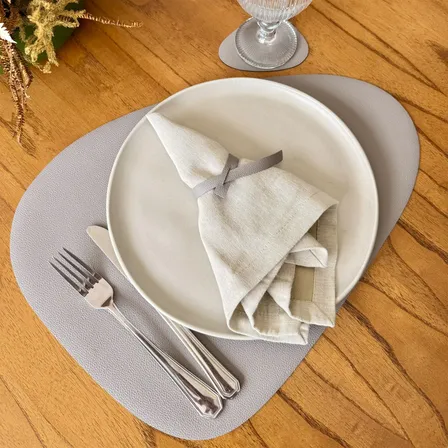 Kit Jogo Americano 8 Peças Courino Premium Lavável Sousplat