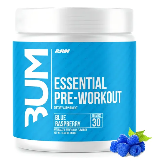 Raw Cbum Essential Pre Workout Pre Entreno 30 Servicios Sabor Blue Raspberry