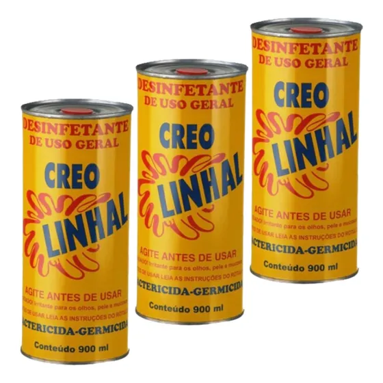 Kit 03 Creolina Desinfetante Creo Linhal 900ml