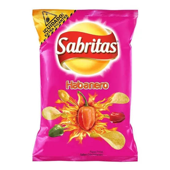 Papas Fritas Sabritas Sabor Chile Habanero Pack 10 Botanas