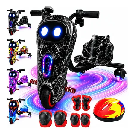 Patinete Triciclo Elétrico Drift Infantil C/ Led Y Bluetooth