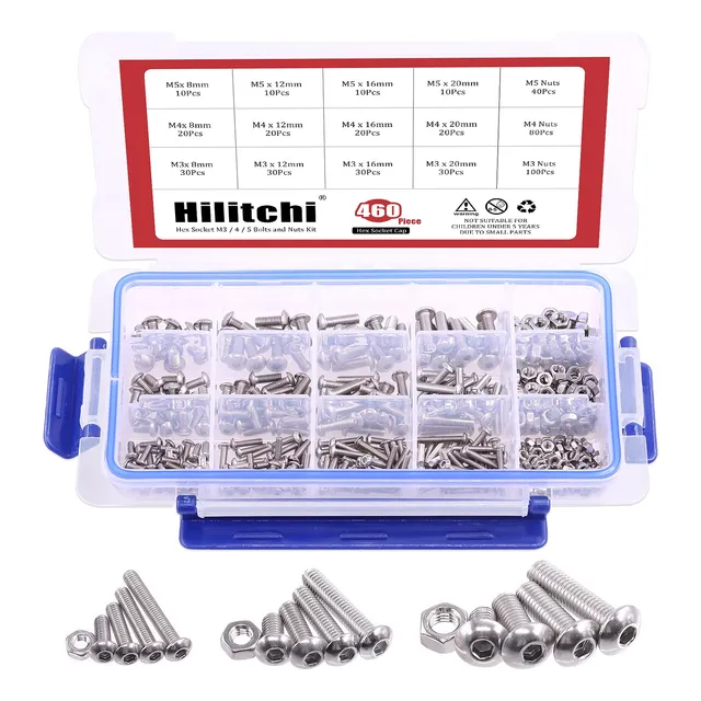 Juego De Tornillos Y Tuercas Acero Inoxidable 460 Piezas