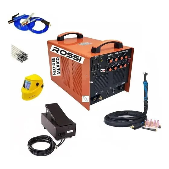 Soldadora Tig Ac Dc 200 Inverter Rossi Mexico Aluminio + Acc