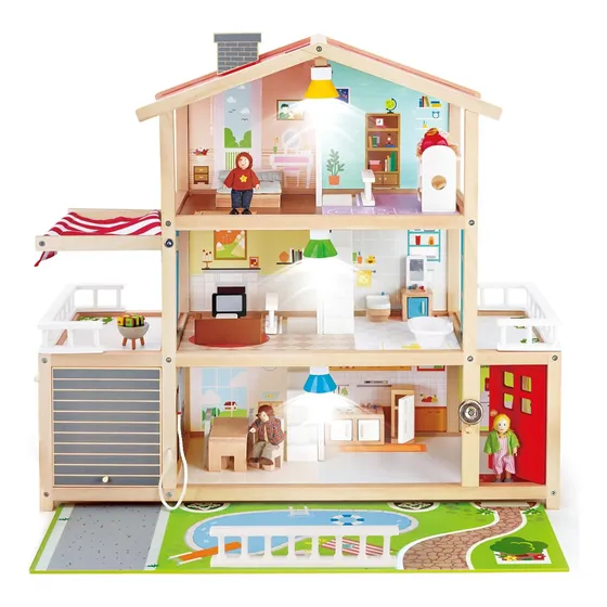 Mansión Familiar De Muñecas | De Madera Con Accesorios Hape