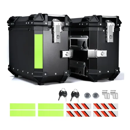 Baú Lateral para Moto de Alumínio Gold Care 35L Preto Universal Resistente Impermeável Com Trava Segurança Resistente