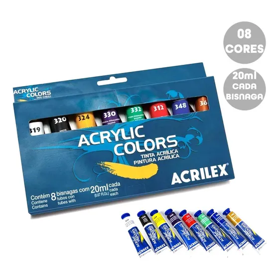 Tinta Acrilica Para Tela 20ml Acrilex 08 Cores