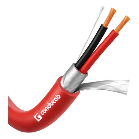 Cabo Alarme Incêndio Shieldado Vermelho 2x1,5mm2 + Dreno 50m Vermelho