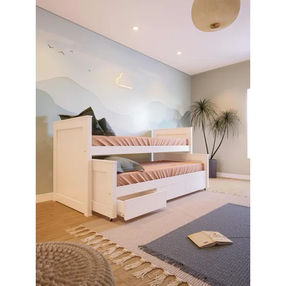 Cama Nido Doble En Plaza Y Media Con Cajones Iconhomes