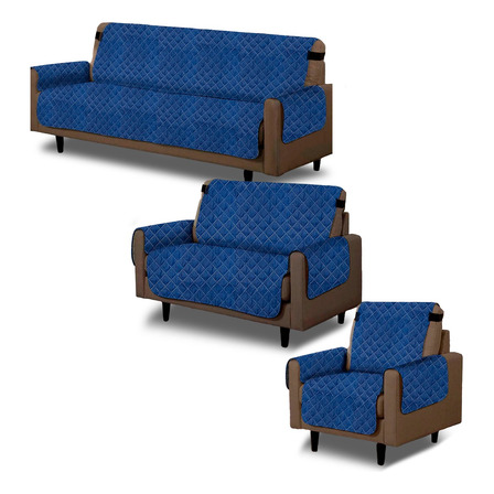 Protector Cubre Sofá Sala - 3 Pz - Ajuste Elástico - Lavable Protector Cubre Sofá Sala - 3 Pz - Ajuste Elástico - Lavable