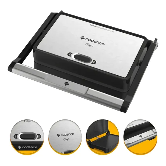 Grill Sanduicheira Elétrica Click Inox Antiaderente Cadence