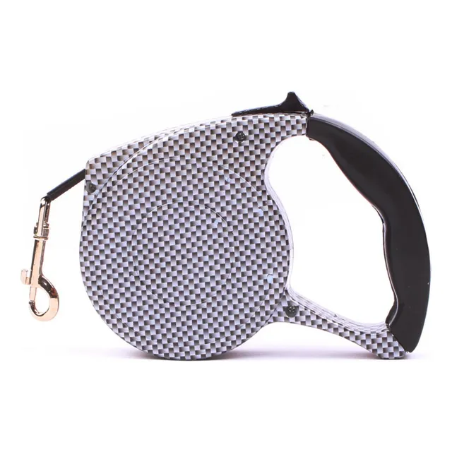 Correa Perro Extensible 5 Metros Reforzada Retráctil Diseño Color Blanco - Negro