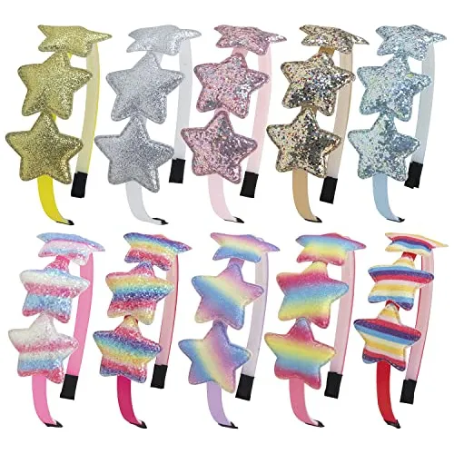 Xima 10pcs Headbands Para Niñas, Rainbow Glitter Rp4jd
